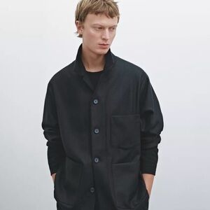LUCIANO BARBERA Wool Single Breasted Coat, Black